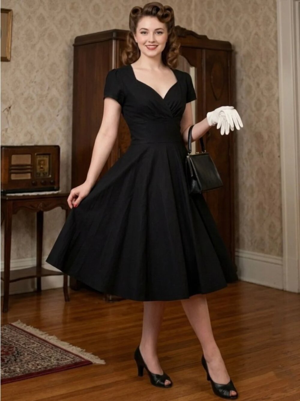 Stop Staring Black Sweetheart Fit & Flare Retro Dress